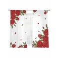 thumbnail image 2 of Red Roses Valentine's Day Semi Sheer Curtains 63 Inch Length 2 Panels Set, Spring Floral Farmhouse Sheer Kitchen Curtain Privacy Voile Window Curtain for Living Room Bedroom Rod Pocket Drapes, 2 of 7