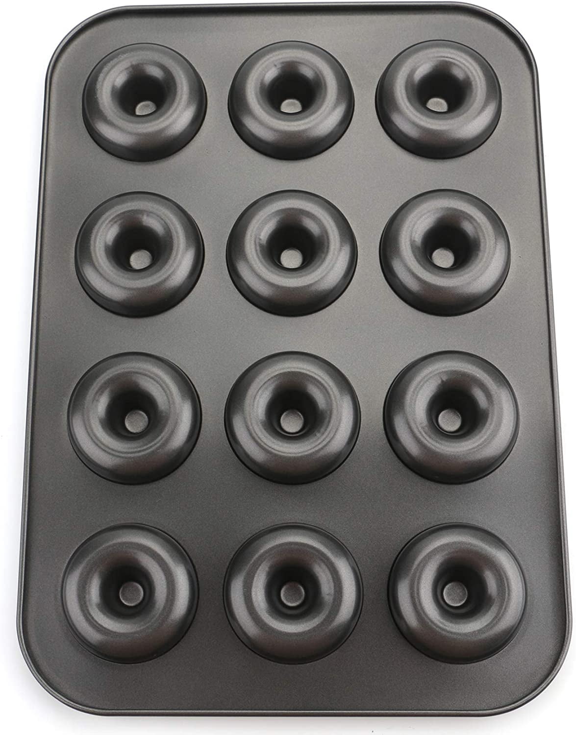 YSTDHL 2 Pack 12-Cavity Non-stick Donut Pan, Carbon Steel Donut Baking Pan for Muffin, Cake, Dessert, Mini Bagel Mold Donut Trays for Oven, Microwave, Freezer Safe