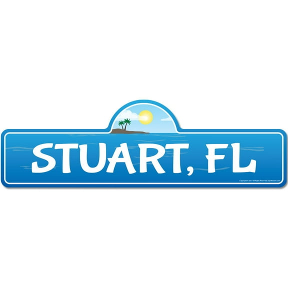 Stuart FL Florida Beach Street Sign | Indoor/Outdoor | Surfer Ocean Lover Décor For Beach House Garages Living Rooms Bedroom | Signmission Personalized Gift