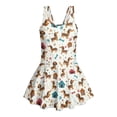 thumbnail image 4 of Uourmeti Cartoon Dachshund Print Girls' One Piece Swim Dress - Sleeveless Skirted Bathing Suit with Built-in Liner for Beach & Pool, 4 of 8
