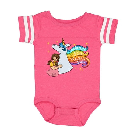

Inktastic Embrace Your Magical Side Girl Hugging A Unicorn Gift Baby Boy or Baby Girl Bodysuit