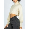 thumbnail image 5 of Women's Spring Short Knit Sweater Solid Color Long Sleeve Cowl Neck Pullover Knitwear, 5 of 7