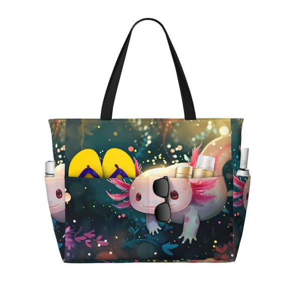 Fotbe Whimsical Axolotl Fantasy Bolsa de Viaje para Playa - Resistente al Agua, Bolsa Tote de Gran Capacidad y Ligera con 7 Bolsillos para Mujeres y Hombres