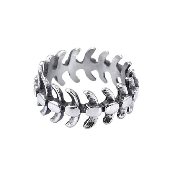 PAMTIER Unisex Stainless Steel Gothic Punk Cool Hip Hop Streetwear Jewelry Dragon Spine Bone Ring for Men Women Silver Size 9