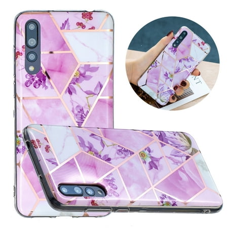 For Huawei P20 Pro Flat Plating Splicing Gilding Protective Case