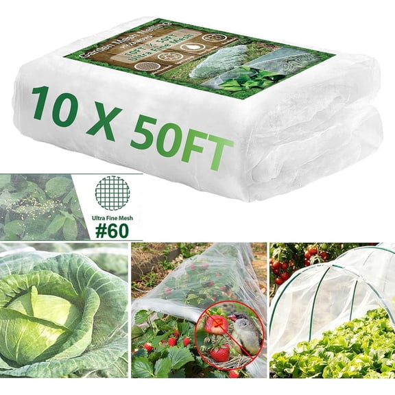 Garden Netting Mesh, Garden Netting Pest Barrier 10x50FT, Ultra Fine Plant Covers Net for Crops Vegetables Fruit Flower Protection, Row Covers Fabric Netting for Outdoor Patio Greenhouse Use
