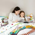 thumbnail image 4 of Feelyou Cartoon Baseball Sport Bedding Comforter Set 7pcs, Fashion Watercolor Art King Bedding Sets, Teens Kids Boys Girls Reversible Bed Sheets, Ultra Soft Bedroom Decor, 4 of 8