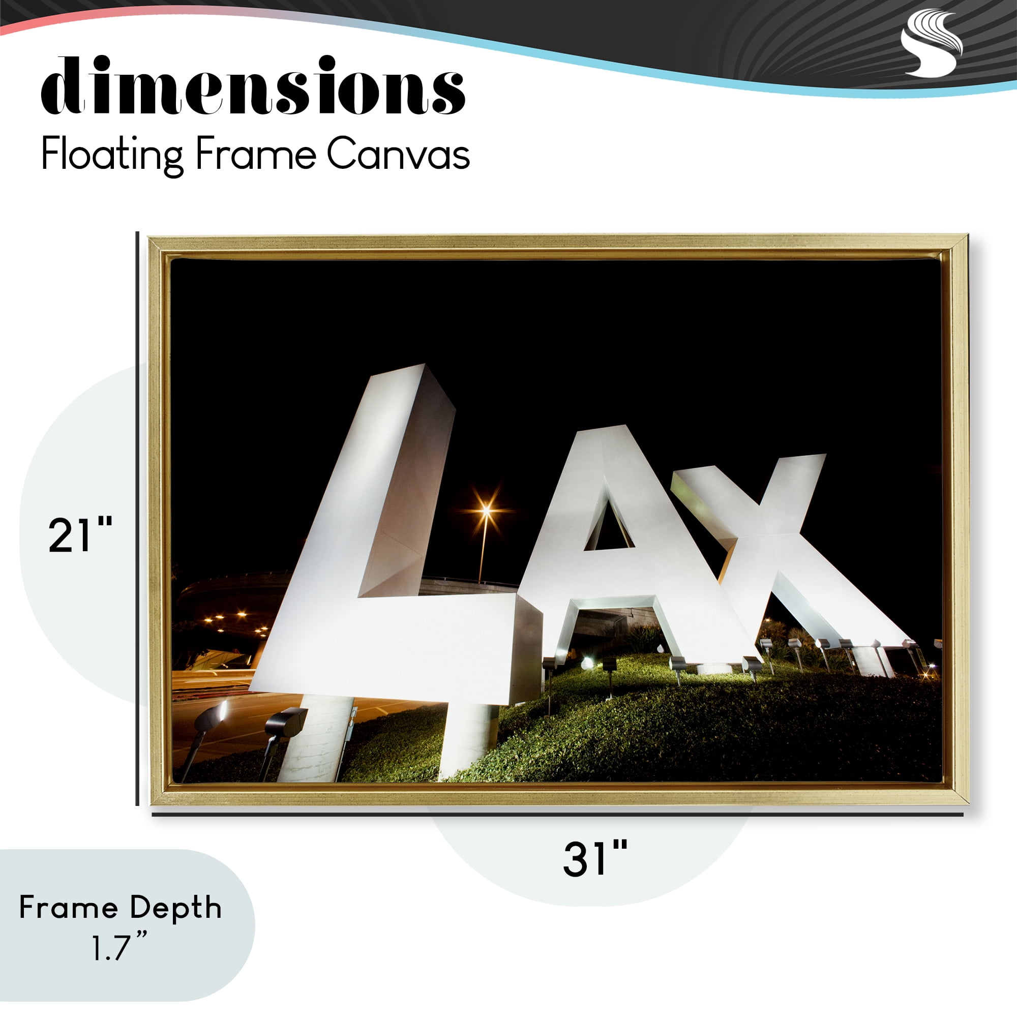 Stupell Industries LA Airport Structure Gold Framed Floater Canvas Wall Art, design by Scott Stulberg