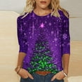 thumbnail image 2 of Women's Christmas Sweatshirts 3/4 Sleeve Shirts Christmas Snowflakes Print Pullover Sweater Blouses Thermal Lounge Warm Tops Spring Outfits 2025 Pullover Fall Winter Christmas Clothes, 2 of 5