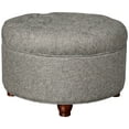 thumbnail image 1 of HomePop Grand Pouf de Rangement Rond Capitonné à Gros Boutons, Gris Foncé, 1 of 9