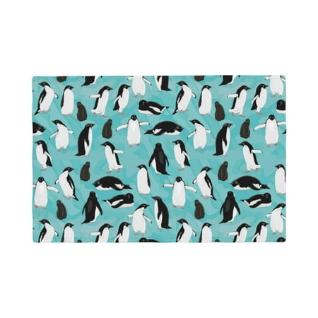 

Table Placemats Set of 6 - Penguins 12x18 In Faux Linen Double Heat Resistant Place Mats Cloth Indoor/Outdoor Placemats Washable Table Mats for Dining Kitchen Party
