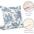 thumbnail image 3 of French Country Pillow Covers Set of 2 16x16 Inch Vintage Toile Blue White Cotton Linen Polyester Decorative Throw Pillow Case Cushion Cover for Bedroom Sofa Living Room Couch Chair Office, 3 of 6
