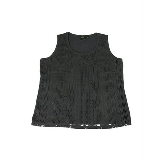 Rafaella Womens Size Small Sleeveless Crochet Overlay Tank Top, Black