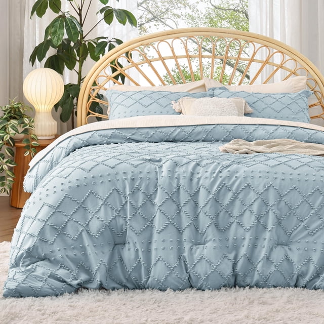 Juego de edredón Bedsure Queen Dusty Blue con 2 fundas de almohada