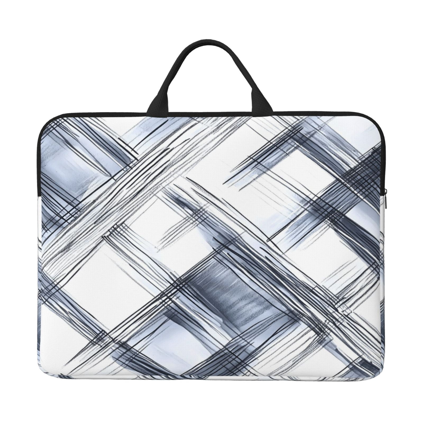 Laptop Sleeve Bag For Women Men 14inch Waterproof Durable Protective Computer Carrying Cover Handle Laptop Case Bag Silver Checked Hand-Drawn Sketch_1