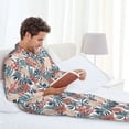 thumbnail image 6 of Naloa Tropical Leaves Men’s Pajamas Set - Long Sleeve Button Down Sleep Shirt and Pajama Bottoms Sleepwear Set-XX-Large, 6 of 7