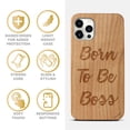 thumbnail image 4 of Case Yard Wooden Case Outside Soft TPU Silicone Slim Fit Shockproof Wood Protective Phone Cover for Girls Boys Men and Women Supports Wireless Charging Born To Be Boss Design case for iPhone-12/12-Pro, 4 of 7