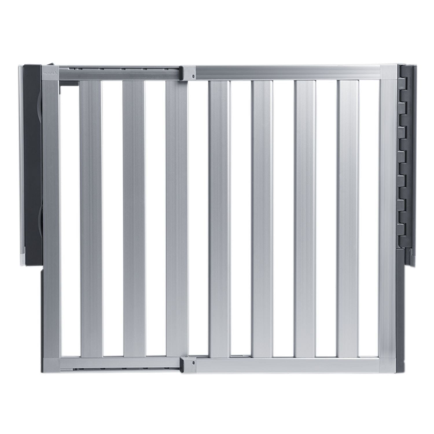 Munchkin Loft Barrière pour bébé montée sur quincaillerie pour escaliers, couloirs et portes, s'étend de 26,5" à 40" de large, aluminium argenté