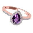 thumbnail image 3 of MauliJewels 1.40 Carat Amethyst and Diamond Ring for Women – Pear Shape Amethyst with White Diamond Accents, 4-Prong Set in 10K Rose Gold, 3 of 6