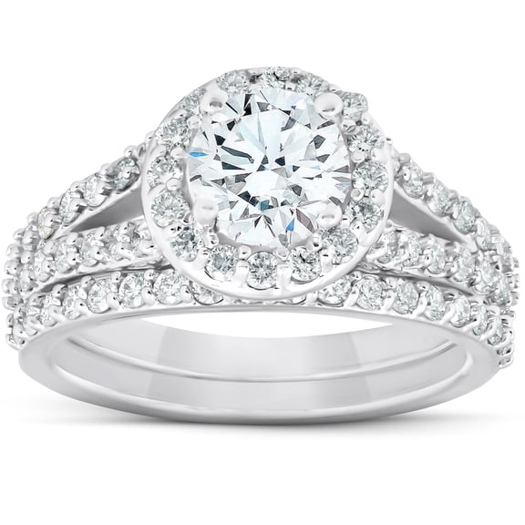 Pompeii 2 Ct Diamond Multi Row Engagement Wedding Ring 14k White Gold Lab Grown (FG,VS)