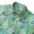 thumbnail image 2 of YIUME Green Hawaiian Shirt For Men The Coral Reef Button-down Short Sleeve 100% Cotton Shirt, 2 of 6