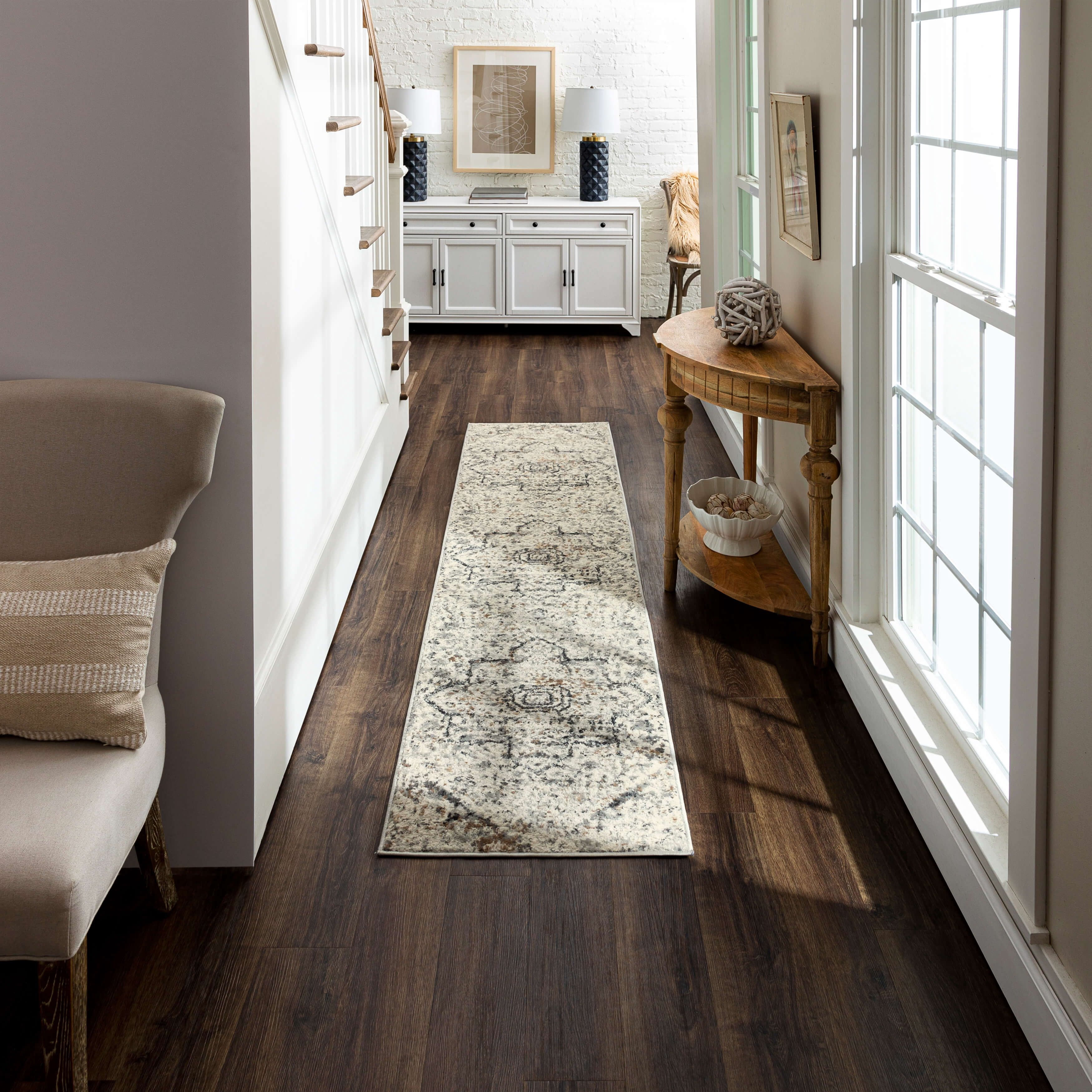 Mohawk Home Agatha Washable Low Pile Stain and Fade Resistant Indoor Runner Rug, Cream, 2' X 8'