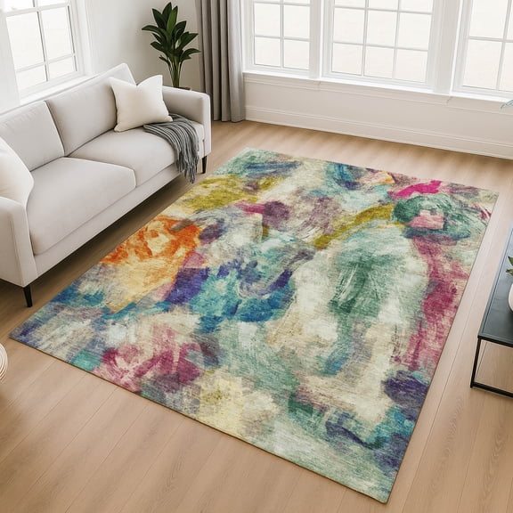 Addison Rugs Mayfield Premium Machine Washable Transitional Abstract Sage Rectangle Rug, 10' x 14'