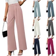 thumbnail image 4 of Pantalones elegantes de cintura alta, holgados, casuales y de pierna recta para mujer para un viaje cómodo en otoño, 4 of 4