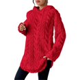 thumbnail image 1 of Sudadera con Capucha de Jacquard de Larga en Color Liso para Mujer, Chaqueta Ajustada con Cordón de Felpa. Rojo XL, 1 of 7