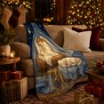 thumbnail image 3 of Serene Christmas decorative motif Angel Lamb Manger Night Sky, Festive decorative motif Scene, Warm Flannel Blanket for Living Room and Family Room, Art Lovers Christmas Gift, Festive Home Decor, 3 of 9