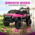 thumbnail image 6 of Xuanlur 12V Ride on Electric Truck Car for Kids, Kids Electric Vehicles w/Remote Control, Bluetooth Music, Horn, 3 Speeds, 3.5 Mph Max Speed, Soft Start, Ride on Car Toy for Toddler Kid (Pink), 6 of 7