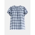 thumbnail image 5 of Time and Tru Women's Cotton Ruffle Neck Blouse with Flutter Sleeves, Sizes XS-XXXL, 5 of 5