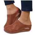 thumbnail image 1 of Women's Slip On Close Toe Sandals Comfortable Non Slip Work Shoes with Arch Support Summer Walking Dress Clogs Brown Size 8, 1 of 6