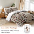 thumbnail image 7 of Christmas Snowman Bedding Duvet Cover Set King Size 4 Pieces Spruce Leaves Bell Balls Bells Beige Linen Bedding Set with Zipper Closure, 1 Comforter Cover 92x106 Inches 1 Flat Sheet & 2 Pillow Cases, 7 of 7