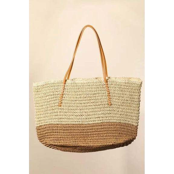 Straw Braided Beach Tote Bag