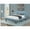 Denim Blue, variant on East West Furniture FNF-08-Q Platform Queen Size Bed - Mist Beige Linen Fabric Upholestered Bed Headboard with Button Tufted Trim Design - Black Legs