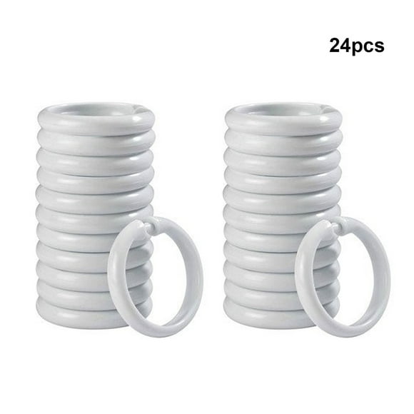 FYTPOV Shower Curtain 24pcs White Plastic Shower Curtain Rings, Curtain Ring Clasps, Easy To Close Shower Curtains