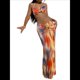 thumbnail image 2 of Vestido Maxi de Baño con Estampado Floral Triangular y Espalda Descubierta para Mujer Color Naranja M, 2 of 8