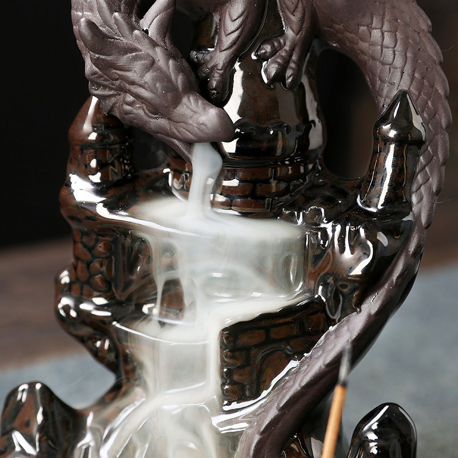 1pc Dragon Ceramic Waterfall Incense Holder - Add A Magical Touch To Your Home Decor! Zen Meditation Decor (Without Incense)
