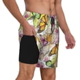 thumbnail image 2 of Sigee Butterflies2 Print Mens Swim Trunks with Compression Liner Quick Dry Swim Stretch Beach Shorts with Pockets,S-3XL, 2 of 7