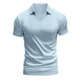 thumbnail image 5 of TKYCMSUAKI Mens T Shirts V Neck Short Sleeve Lapel T-Shirt Casual Solid Tennis Golf Shirt Summer Loose Fit Comfy Tee, 5 of 7