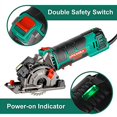 thumbnail image 5 of Mini Circular Saw, HYCHIKA Compact Circular Saw Tile Saw with 3 Saw Blades 4A Pure Copper Motor, 3-3/8?4500RPM Ideal for Wood, Soft Metal, Tile and Plastic Cuts, Laser Guide, Scale Ruler, 5 of 5