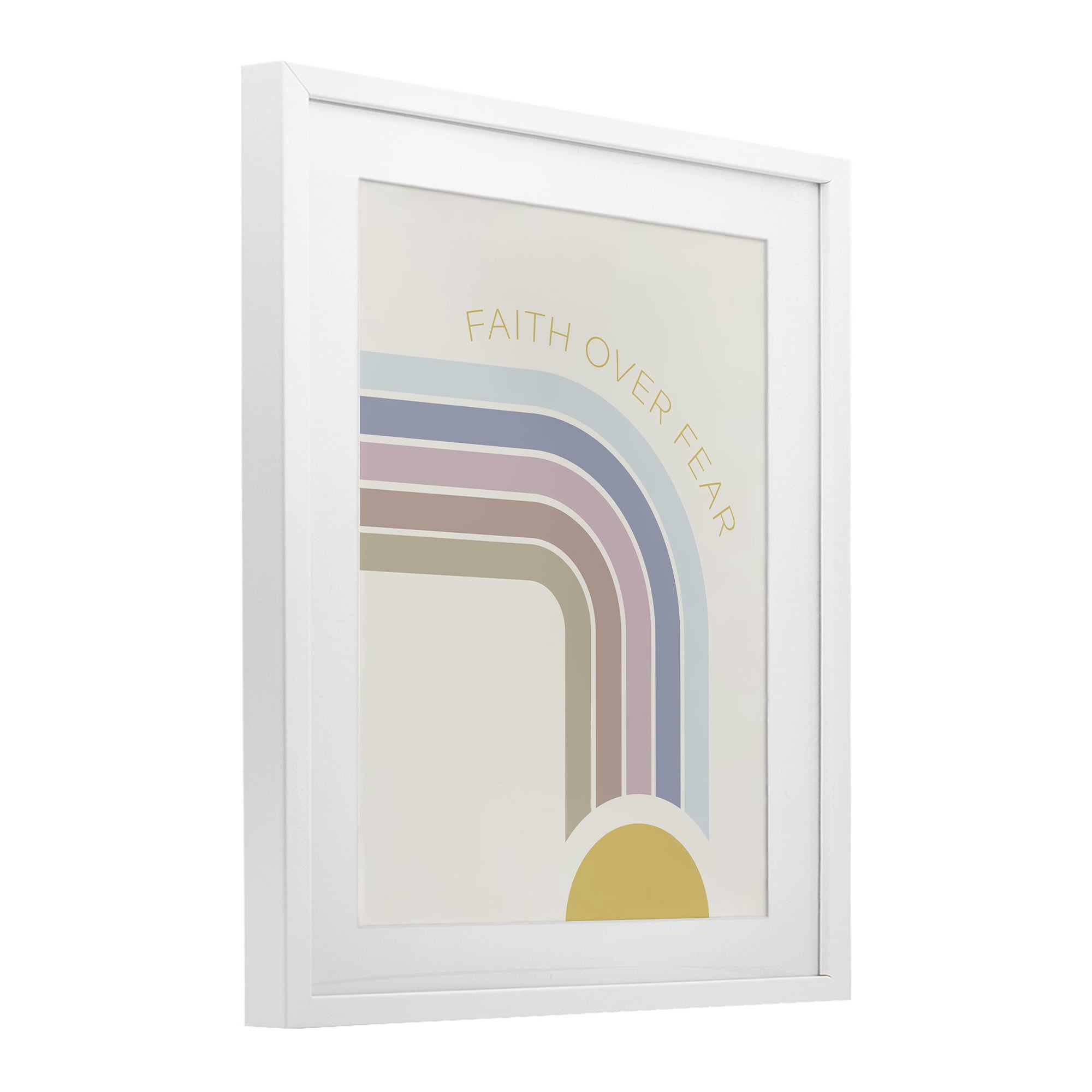 Stupell Industries Faith Over Fear Rainbow White Framed Print Under Glass, design by SD Graphics Studio