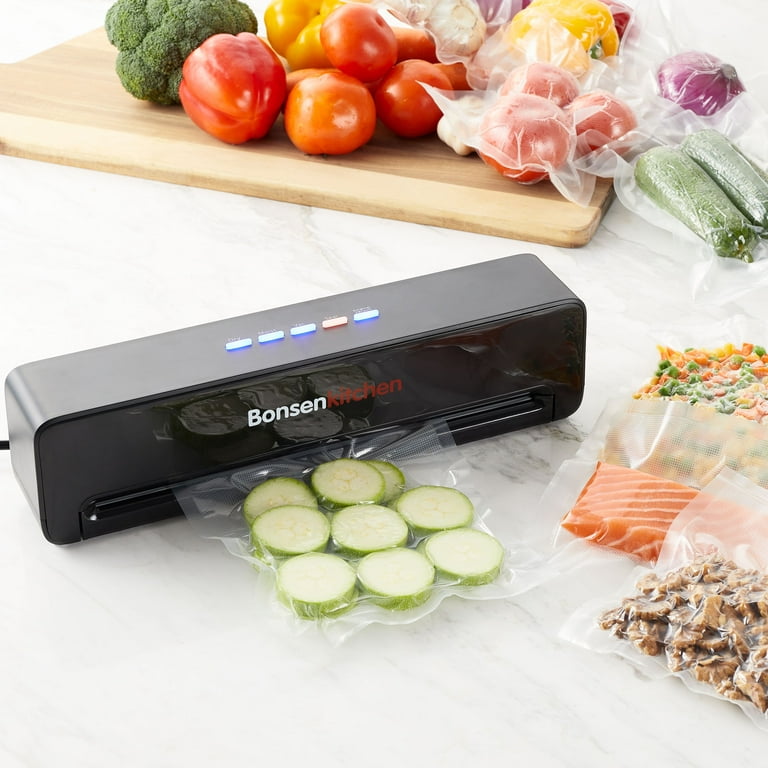 Bonsenkitchen Compact Automatic 5-in-1 Vacuum Sealer Machine for Food, Size: 15.55 x 2.95 x 4.06, Black