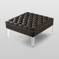 thumbnail image 3 of Amer Espresso Leather PU Ottoman - Oversized Button Tufted, Silver Nailhead Trim, Clear Acrylic Legs, 3 of 7
