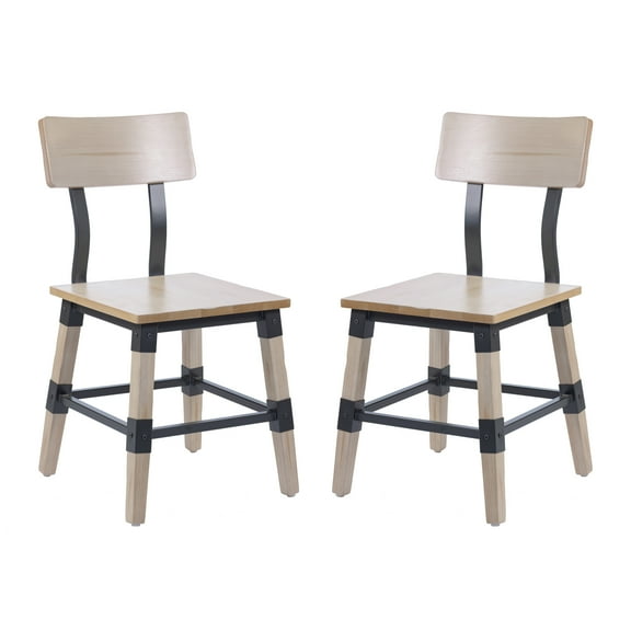 Emma Oliver Set of 2 Antique White Beechwood Dining Chairs with Wood Frames