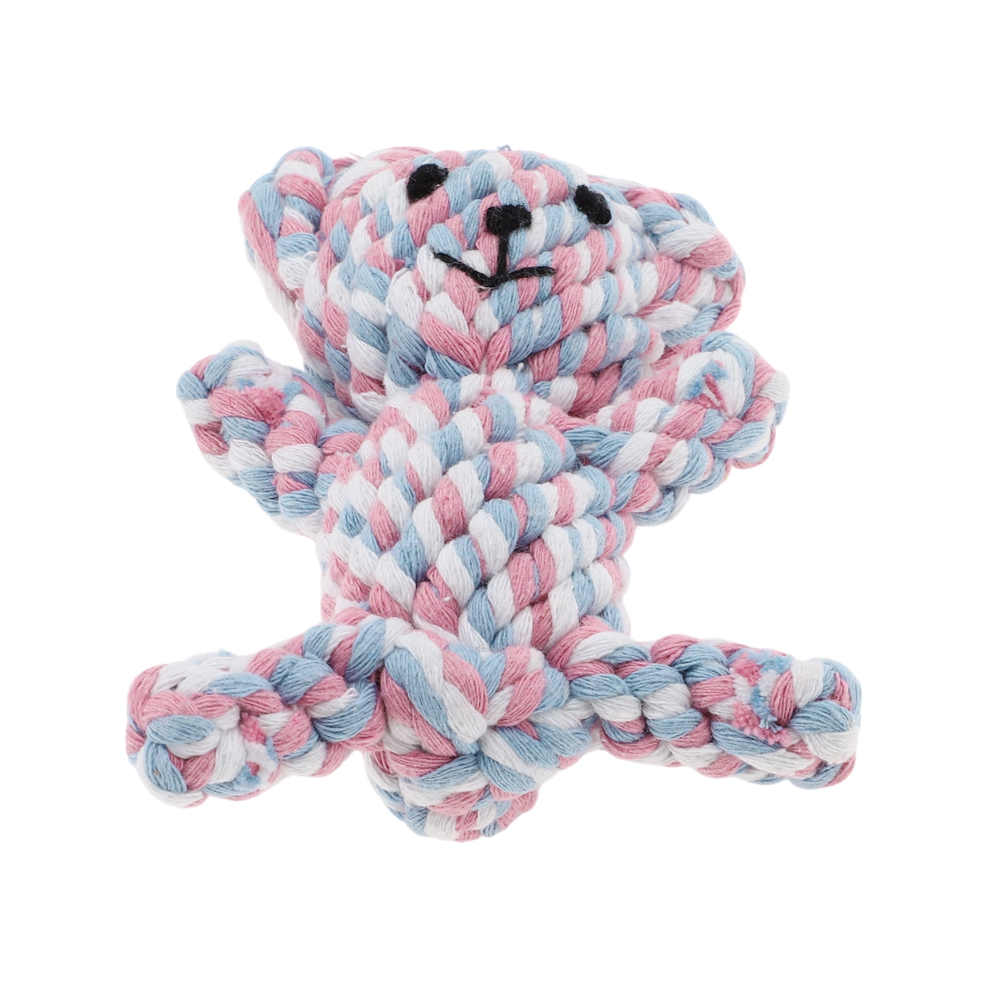 Unique Bargains Puppy Teethings Chewer Bear Shape Dog Chew Rope Braided Cotton Teeth Cleaning Rope Assorted Color Bear Shape Assorted Color 2 Pcs