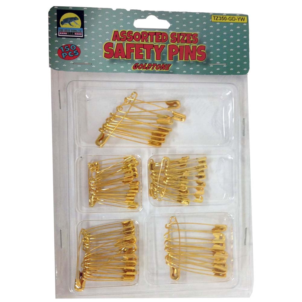 Assorted Size 150 Count Safety Pins In Beautiful Gold Tone, Sizes From