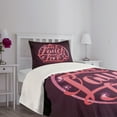 thumbnail image 3 of Ambesonne Live Laugh Love Quilted Bedspread Set 2 Pcs, Vibrant Circle, Twin Size, Coral Plum White, 3 of 5