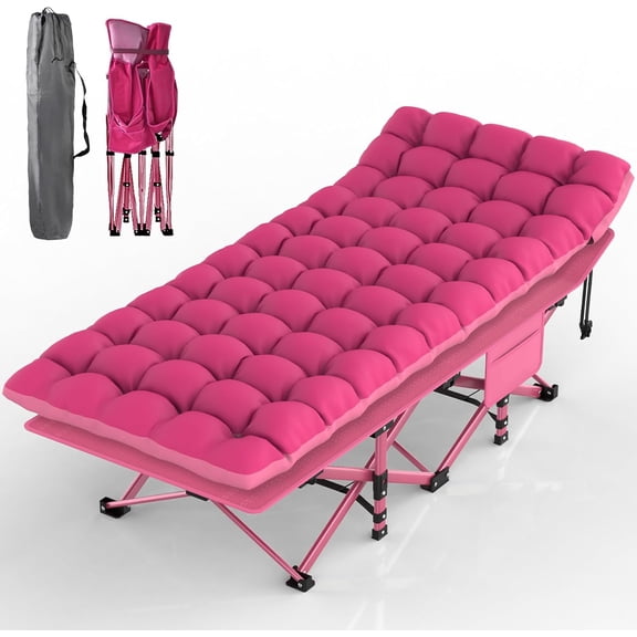 Camping Cot, Folding Camp Bed for Adults with Soft Thicker Cushion